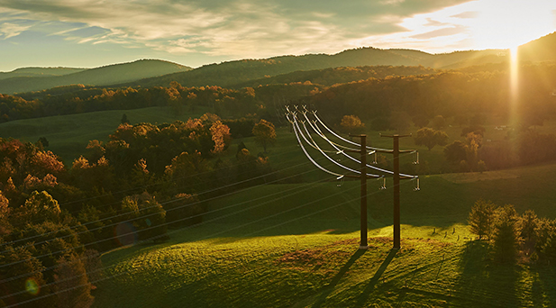 Electric wires over scenic vista