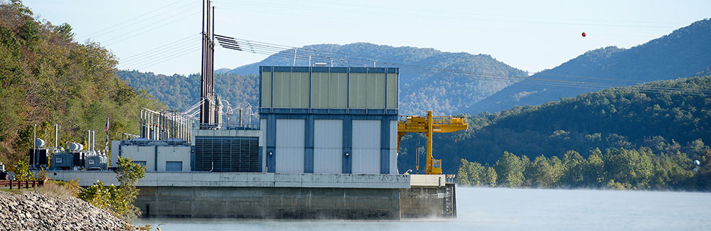 Bath County Pumped Storage Station sitting on the water among the Allegheny Mountains