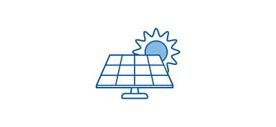 Illustrated icon of sun behind solar panel