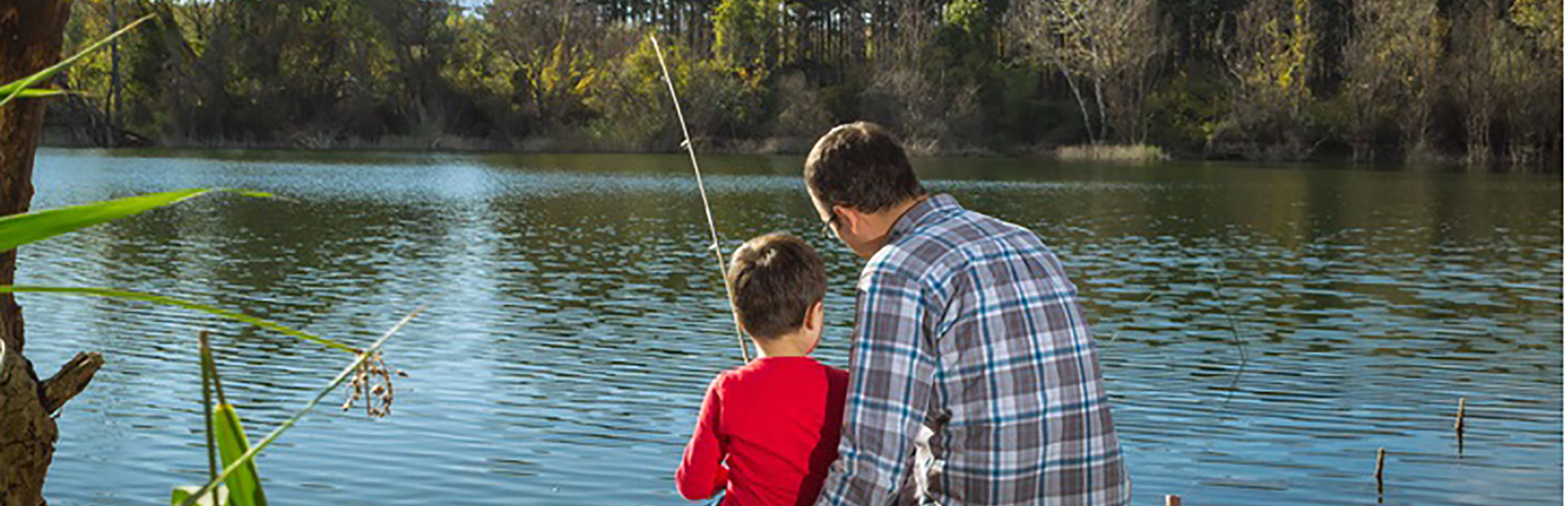 Man and boy fishing