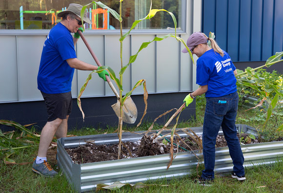 Volunteers planting trees