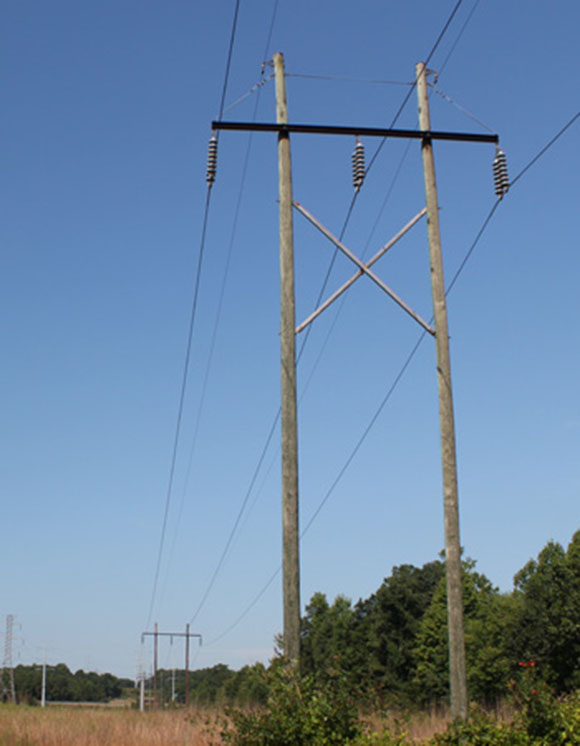 Wooden H-frame power line structure
