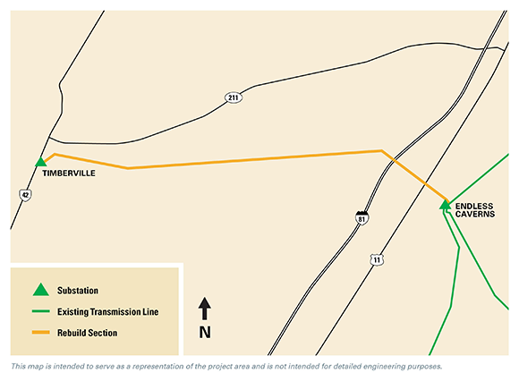 Map of the Endless Caverns–Timberville project