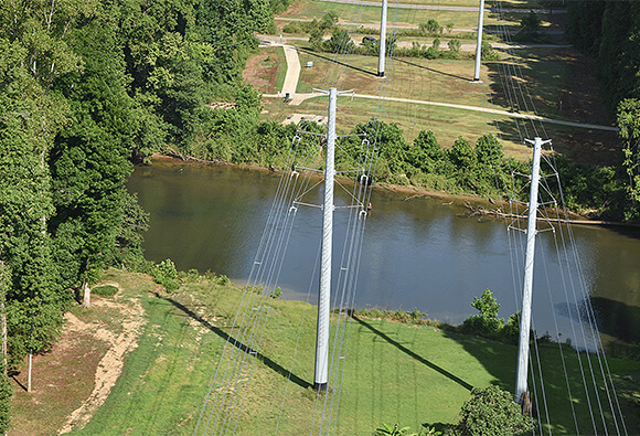 Transmission Line Crossing Goose Creek Reservoir near Hanahan, SC