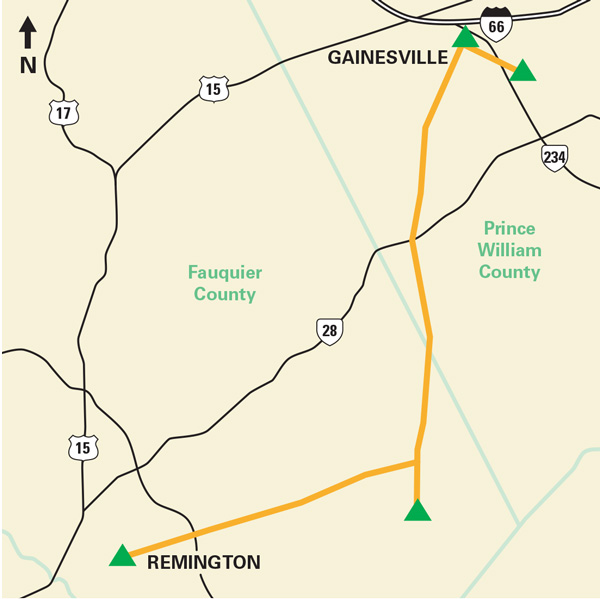 Remington–Gainesville area overview map