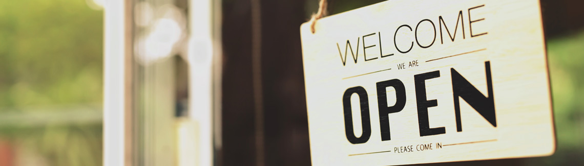 Open for business sign