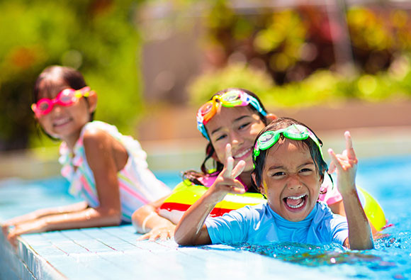 Kids playing in a pool
